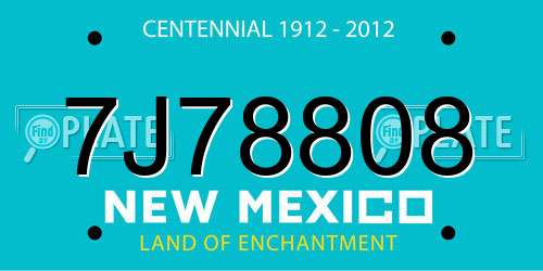 7J78808 New Mexico License Plate