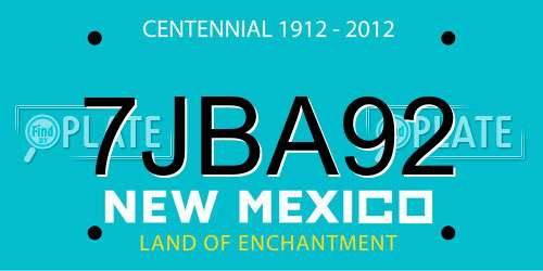 7JBA92 New Mexico License Plate
