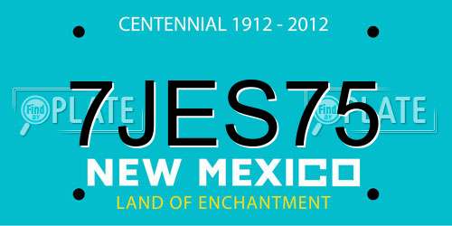 7JES75 New Mexico License Plate