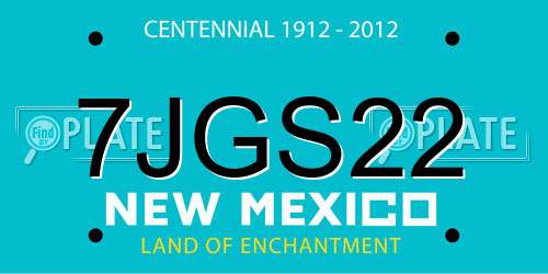 7JGS22 New Mexico License Plate