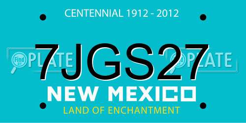 7JGS27 New Mexico License Plate