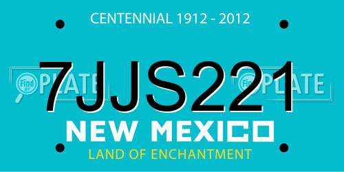 7JJS221 New Mexico License Plate