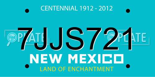 7JJS721 New Mexico License Plate