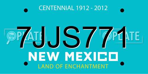 7JJS771 New Mexico License Plate