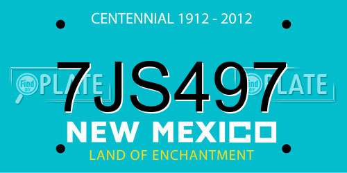 7JS497 New Mexico License Plate
