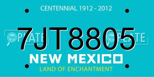 7JT8805 New Mexico License Plate