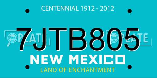 7JTB805 New Mexico License Plate