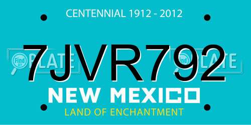 7JVR792 New Mexico License Plate