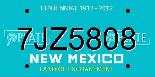 7JZ5808 New Mexico License Plate