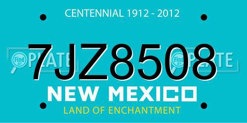 7JZ8508 New Mexico License Plate
