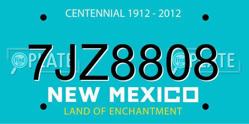 7JZ8808 New Mexico License Plate