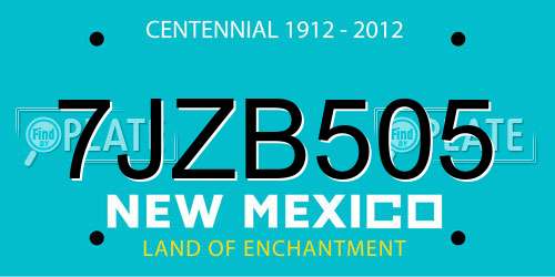 7JZB505 New Mexico License Plate