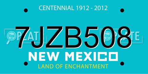 7JZB508 New Mexico License Plate