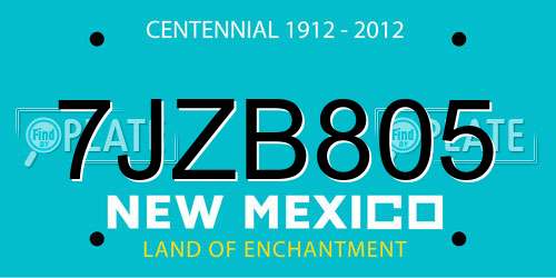 7JZB805 New Mexico License Plate