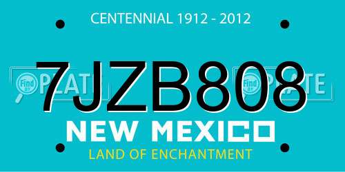 7JZB808 New Mexico License Plate