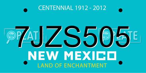 7JZS505 New Mexico License Plate