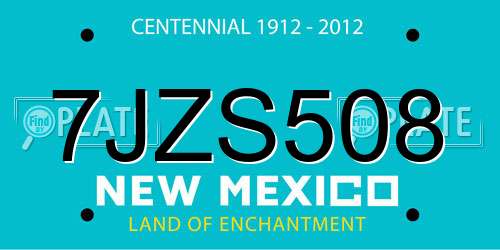7JZS508 New Mexico License Plate