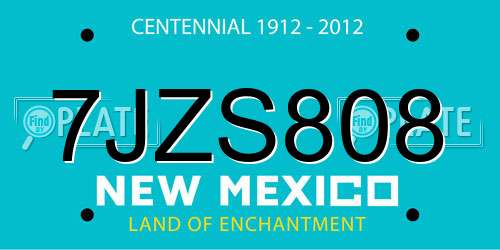 7JZS808 New Mexico License Plate