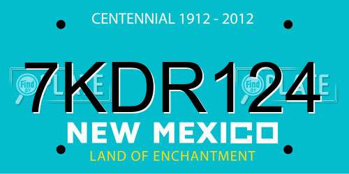 7KDR124 New Mexico License Plate