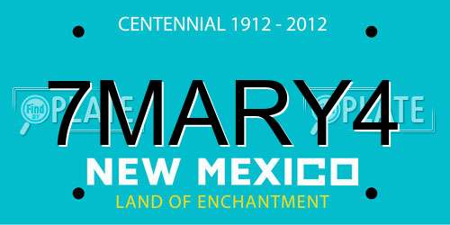 7MARY4 New Mexico License Plate