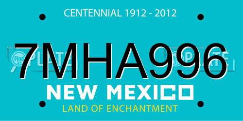 7MHA996 New Mexico License Plate