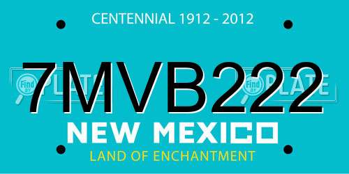 7MVB222 New Mexico License Plate