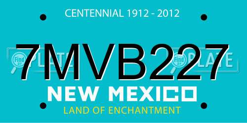 7MVB227 New Mexico License Plate