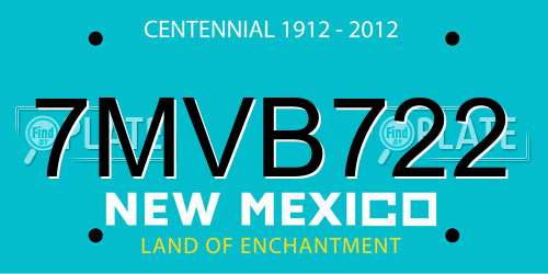 7MVB722 New Mexico License Plate