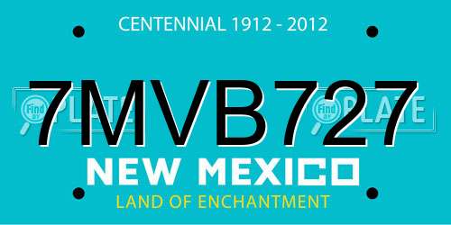 7MVB727 New Mexico License Plate