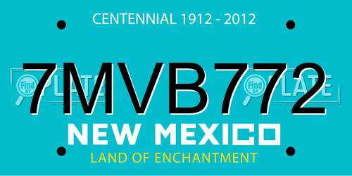 7MVB772 New Mexico License Plate