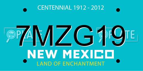 7MZG19 New Mexico License Plate