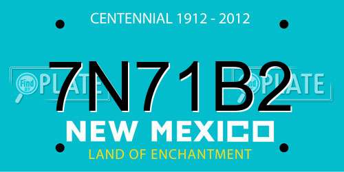 7N71B2 New Mexico License Plate