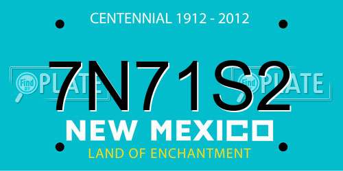 7N71S2 New Mexico License Plate