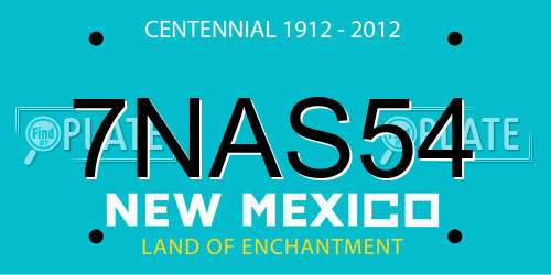 7NAS54 New Mexico License Plate