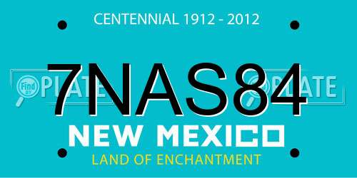 7NAS84 New Mexico License Plate