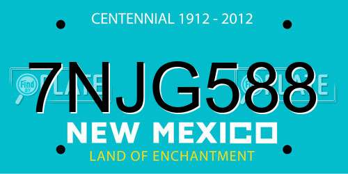 7NJG588 New Mexico License Plate