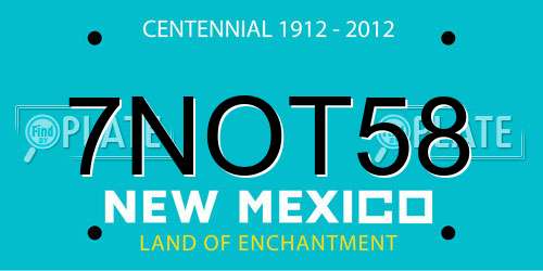 7NOT58 New Mexico License Plate