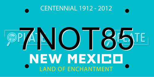 7NOT85 New Mexico License Plate