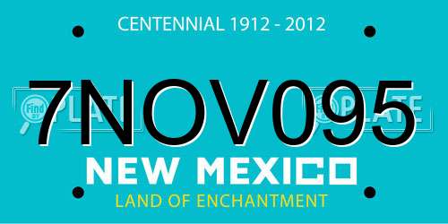 7NOV095 New Mexico License Plate
