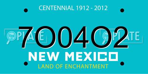 7O04O2 New Mexico License Plate