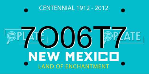 7O06T7 New Mexico License Plate