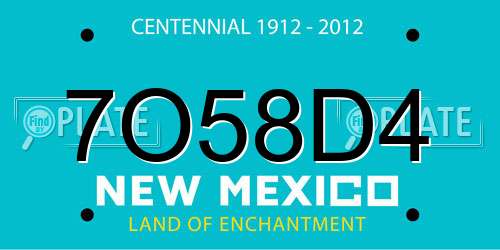 7O58D4 New Mexico License Plate