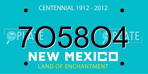 7O58O4 New Mexico License Plate