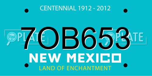 7OB653 New Mexico License Plate