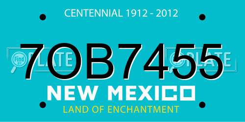 7OB7455 New Mexico License Plate