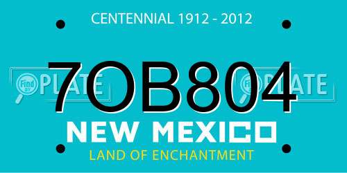 7OB804 New Mexico License Plate