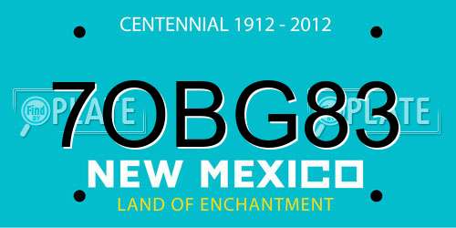 7OBG83 New Mexico License Plate