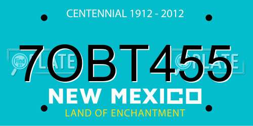7OBT455 New Mexico License Plate