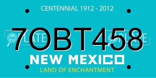 7OBT458 New Mexico License Plate