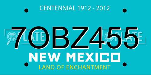 7OBZ455 New Mexico License Plate